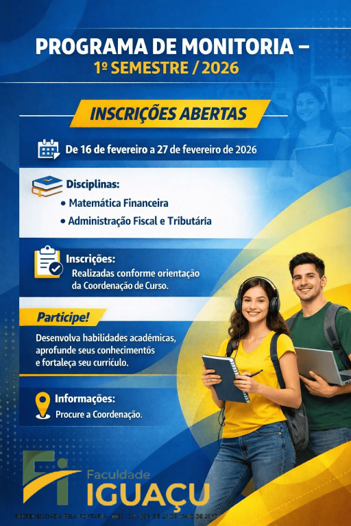 Imagem de Seleção de Monitores 01-2026: Transforme seu conhecimento em experiência acadêmica!